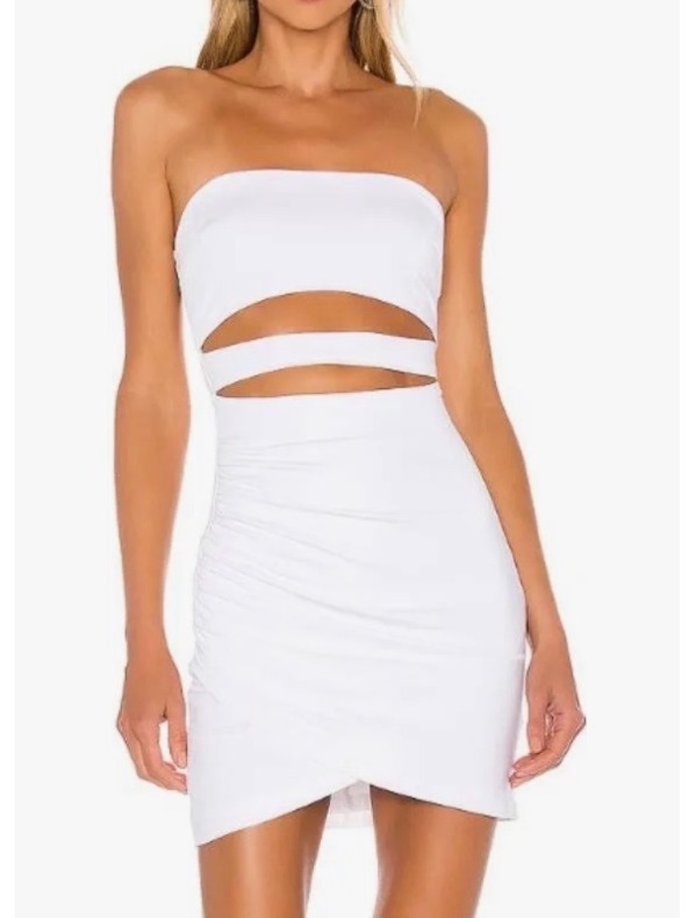 superdown White Strapless Cutout Mini Dress
